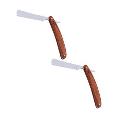 Didiseaon Manual Beard Trimmer Razor with Wooden Handle 2-Piece Set for Close Shaving Traditional Shaver for Men for Personal Grooming