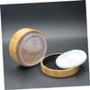 Baluue 30ml Wooden Makeup Powder Jar Bamboo Powder Puff Case Lids for Daily Use view 3