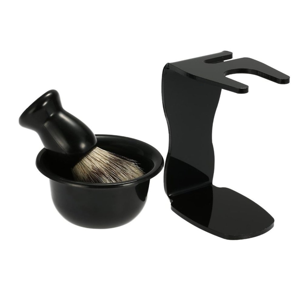 FRCOLOR Ganized Shaving Stand Set Shave Brush Kits Acrylic Stand Bowl for Gentle Shaving