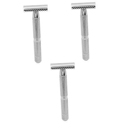 Didiseaon 3pcs Stainless Steel Safety Razor Men's Razor Double Edge Quality Shaver Smooth Shaving