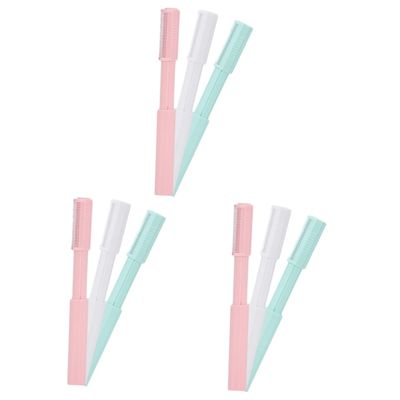 FRCOLOR 9pcs Facial Hair Removal Safety Razors Eyebrow Shaper Kit for Women Men Precision Stainless Steel Blades Pain Eyebrow Trimmer