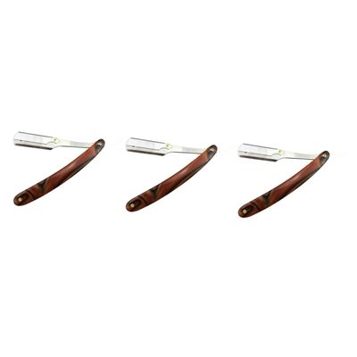 FOMIYES 3pcs Men's Manual Razor Metal Vintage Barber Steel Shaver Ideal for Beard Sideburns Short Fine Hair Easy to Open Guard