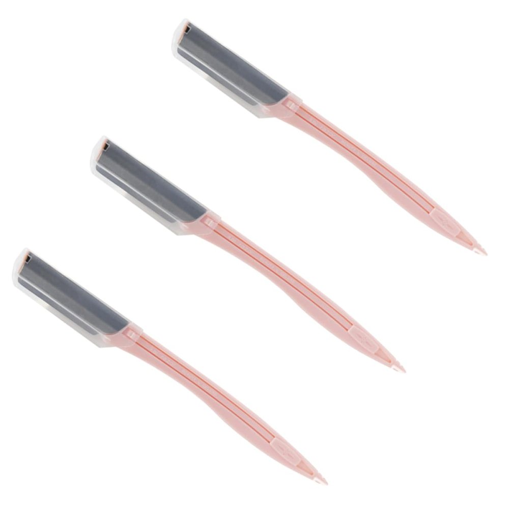FRCOLOR 3pcs Eyebrow Razor for Women Stainless Steel Eyebrow Trimmer Makeup Tool Kit Compact and Lightweight Design Pink for Easy Grooming and Travel
