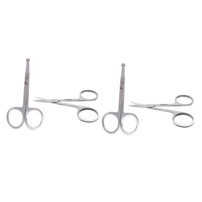 FRCOLOR 2sets Brow Scissors for Men Portable Nose Hair Trimmer Curved Tip Stainless Steel Hair Set for and Beard Small Grooming Tool 2pcs*2