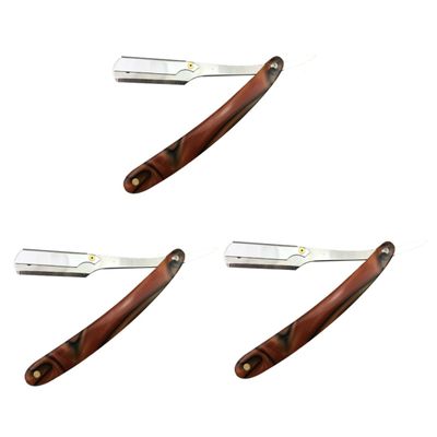 TOVINANNA 3pcs Men's Manual Razor Vintage Steel Straight Razor Barber Shop Shaving Tool Easy to Use Portable