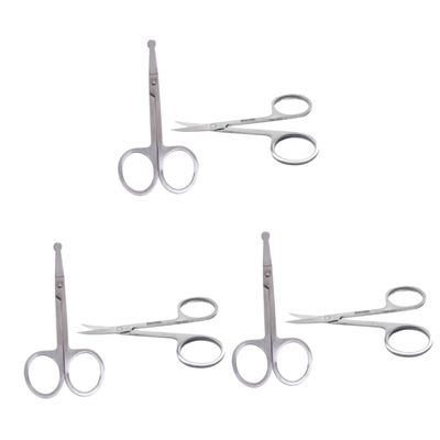 FRCOLOR 6pcs Nose Hair Trimmer Scissors Eyebrow Safety Stainless Steel for Men Women