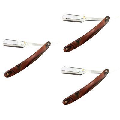 FRCOLOR 3pcs Men's Barber Steel Razor Safe Manual Shaving Tool Portable Vintage Razor for Beard Sideburns Hair Travel Use