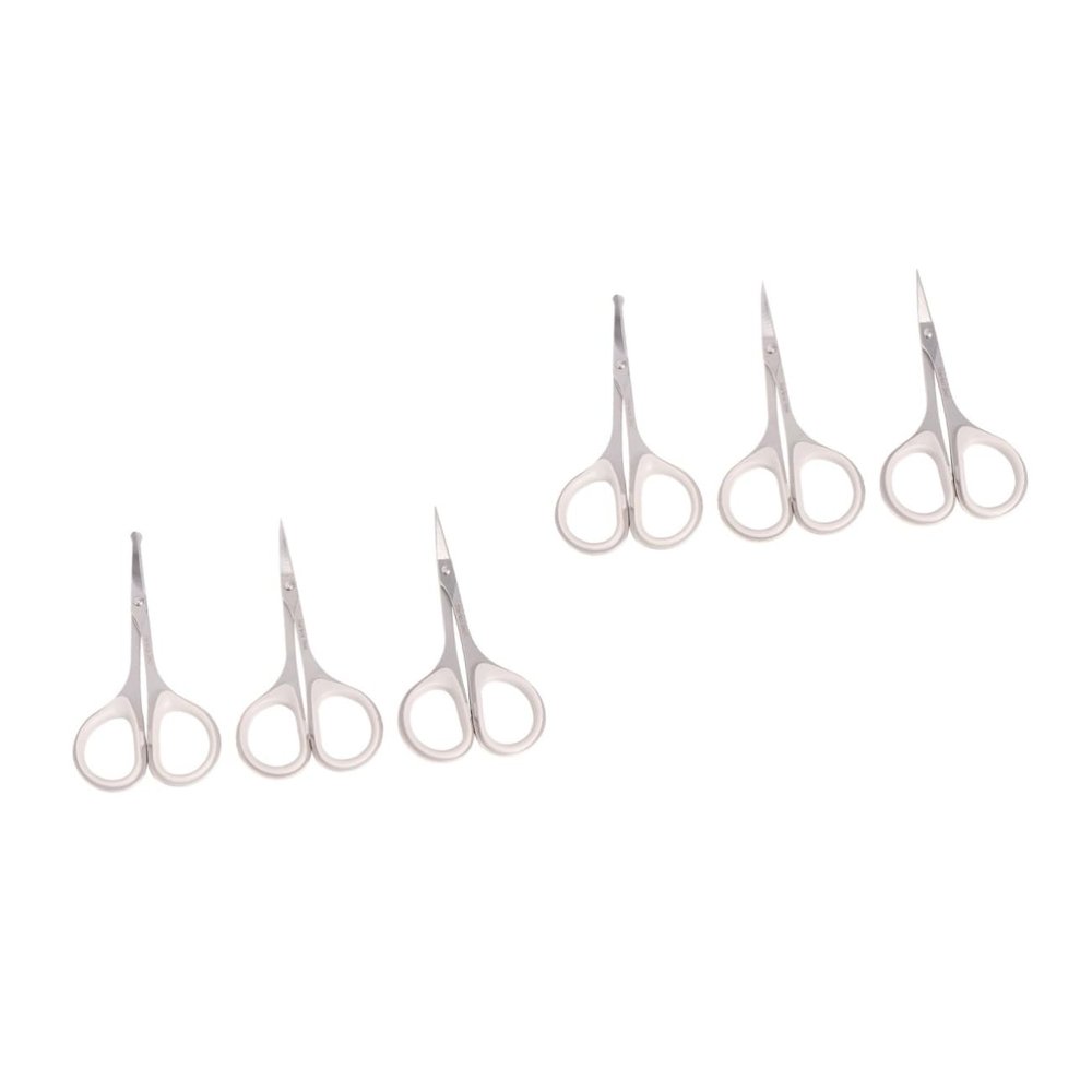 FOMIYES 6pcs Professional Vibrissa Scissors Nose Hair Trimmer Eyebrow Scissor Beauty Care Safety Scissors