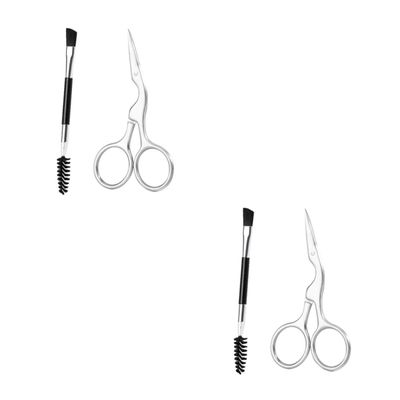 Baluue 4pcs Complete Eyebrow Kit Brush Comb Scissors Women Grooming Tools Easy to Use Maintain Brows