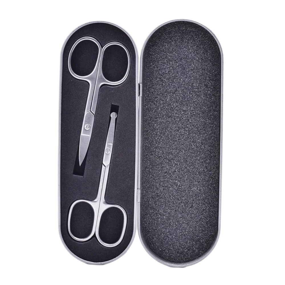 Gogogmee 2pcs Stainless Steel Eyebrow Scissors Precision Grooming Safe Nose Hair Trimmer Makeup Tool