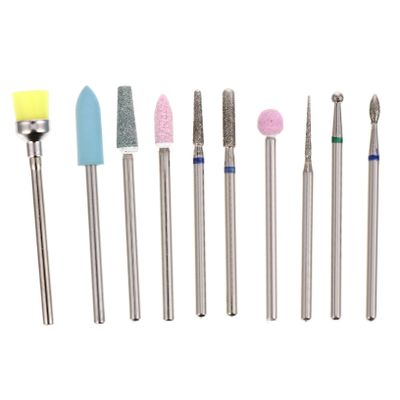 10pcs Set Nail Drill Bits Grinding Heads for Cuticles Toe Nails