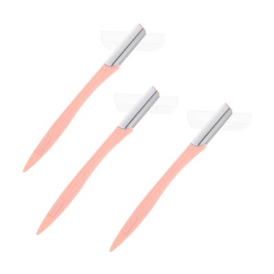HAPINARY 3pcs Pink Eyebrow Trimmers Brow Shavers for Precise Hair Removal Travel-Friendly Beauty Tools for Women and Men