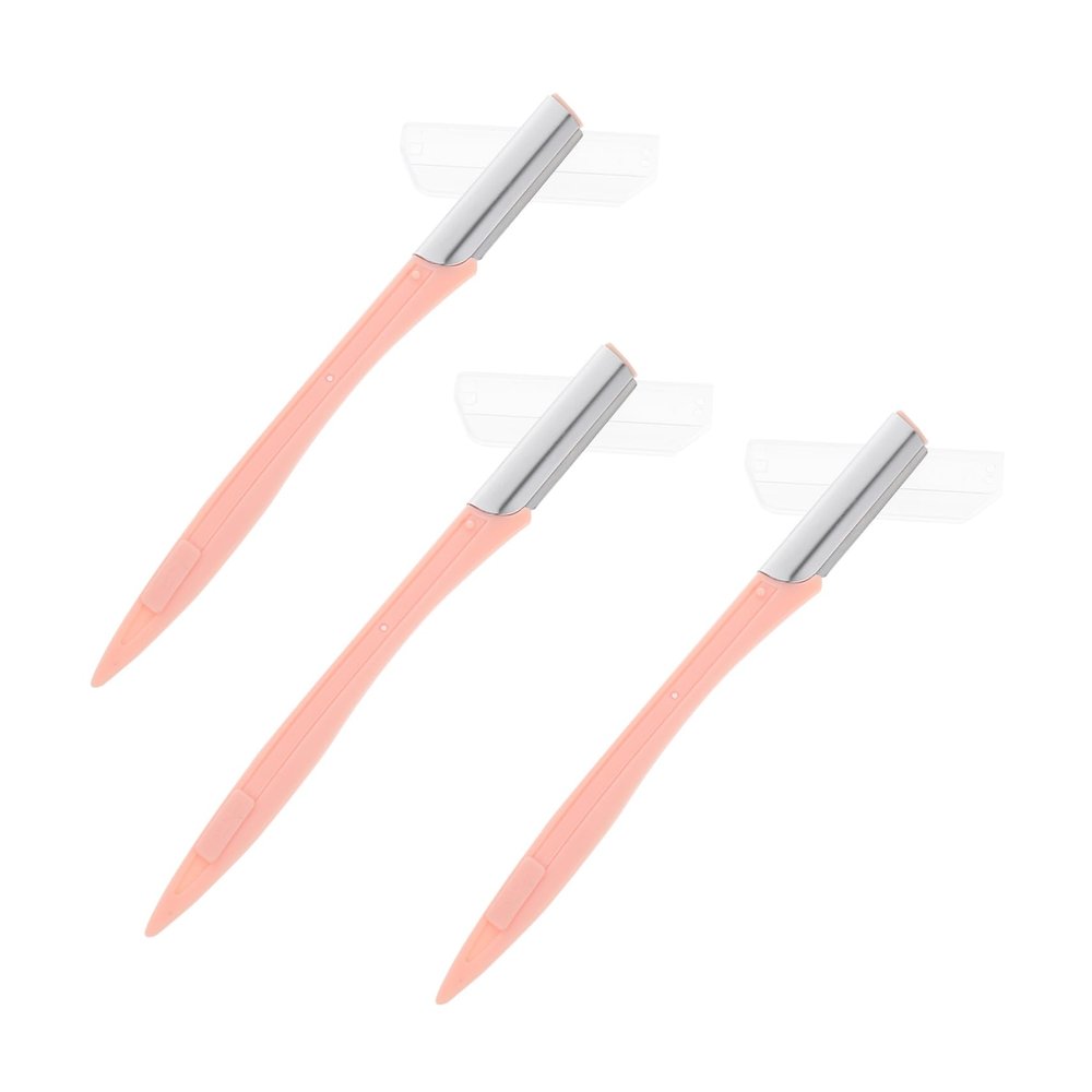 HAPINARY 3pcs Pink Eyebrow Trimmers Brow Shavers for Precise Hair Removal Travel-Friendly Beauty Tools for Women and Men