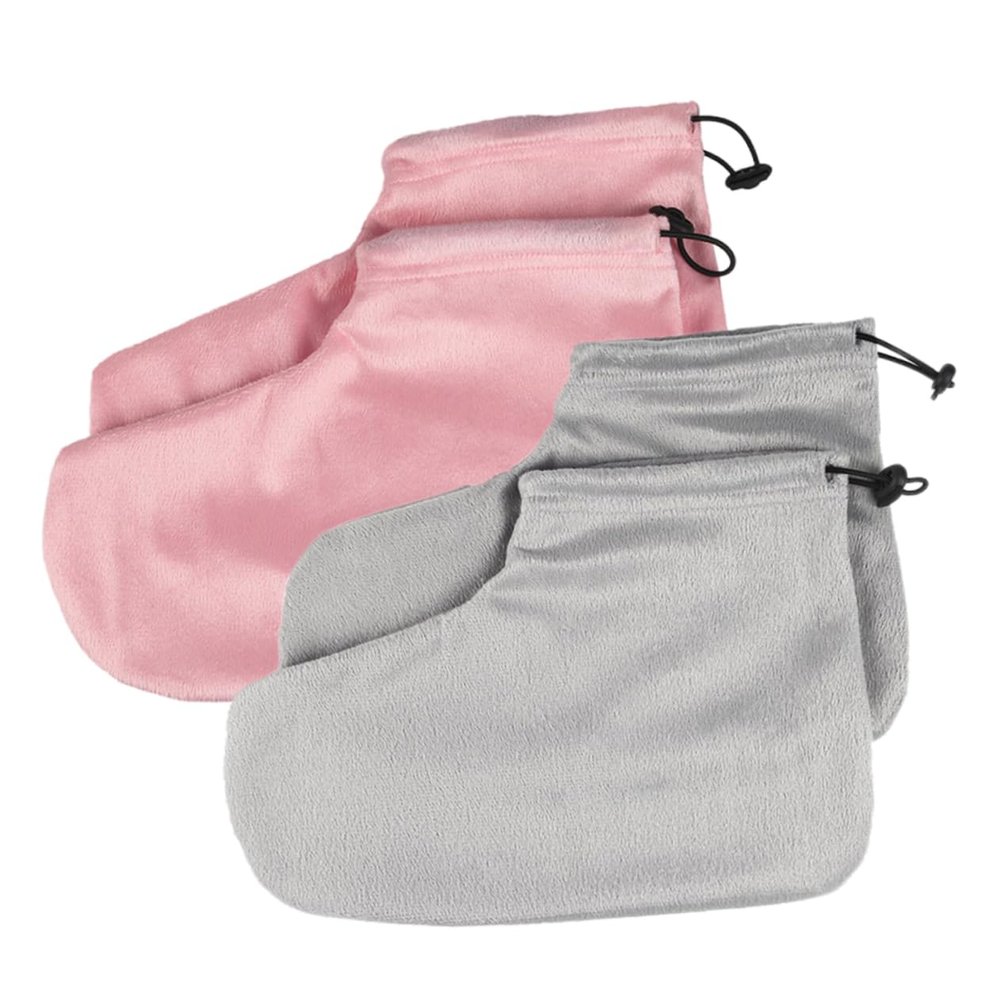 IWOWHERO Beauty Salon Essential 2 Pair Foot Warmer Covers Thermal Insulation Foot Straps for Spa (Cotton Grey)