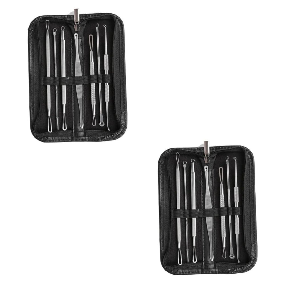 MERRYHAPY 14pcs Blackhead Removal Tool Kit Comedone Extractor Set for Blemish Treatment Includes and Spoon Extractors for Skin Types