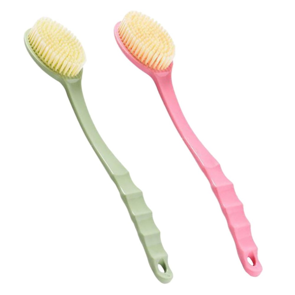 OHPHCALL 2pcs Bath Brush Back Scrubber Material Long Handle Shower Bathing Accessories