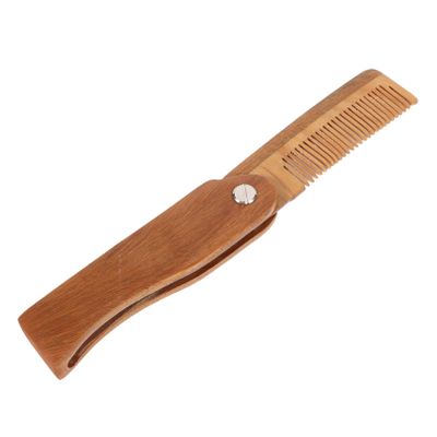 HONMEET Solid Wood Beard Styling Brush Men's Hair Comb Portable Bristle Beard Comb
