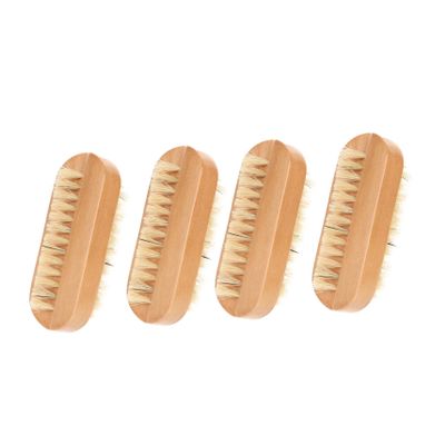 ASAKKURA 4pcs Double-sided Wooden Nail Brush Boar Bristles Nail Scrubbing Brush for Manicure and Pedicure for Hand and Foot Care