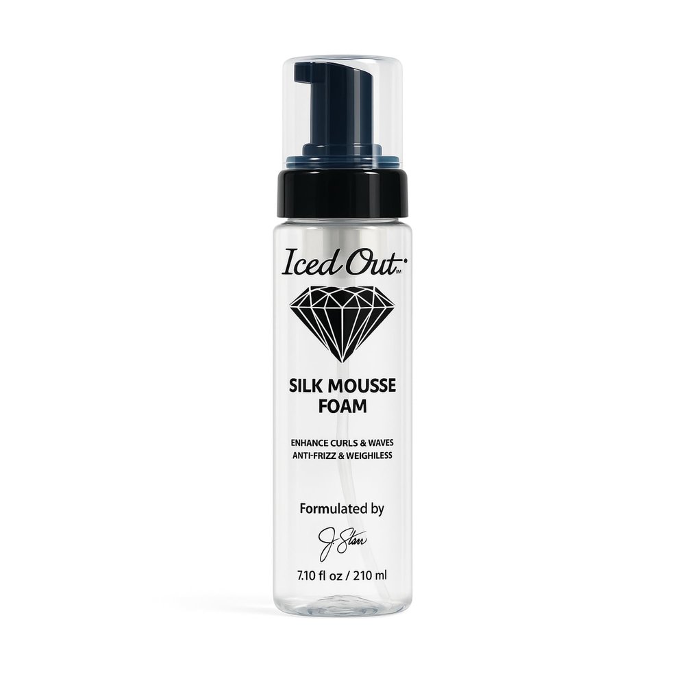 Iced Out Silk Mousse Foam | Volumizing & Curl Enhancing Hair Mousse for Men & Women Frizz Control, Adds Shine, Long-Lasting Shape & Hold | 7.10 fl oz