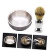 ASAKKURA 2pcs Stainless Steel Shaving Brush Soap Bowl Set for Men's Wet Shaving Ergonomic Design for Easy Use for Barbershops and Home Grooming Compact and Portable view 3