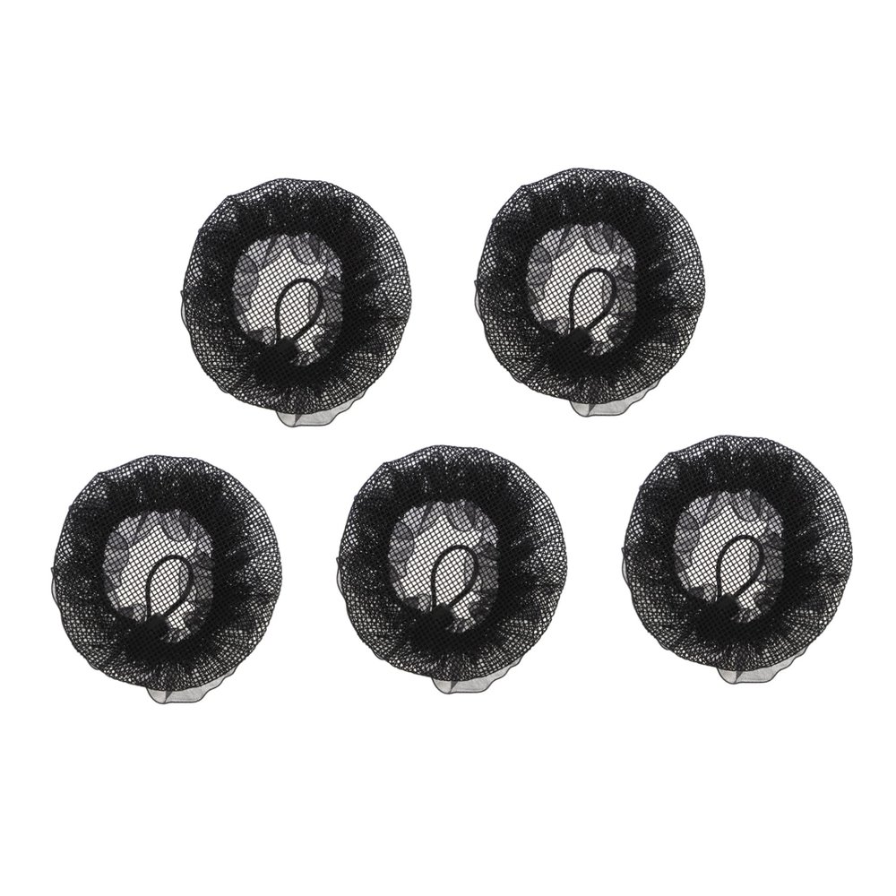 ASAKKURA 5pcs Bun Cover Hair Nets for Dancers Elastic Design Lace Trim for Ballet Performance Easy to Use Reusable Hair Accessories