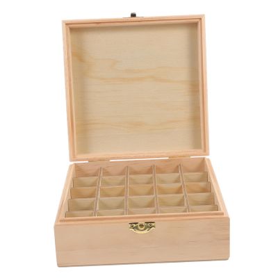 HOMOCONO 25grids Wooden Essential Oil Storage Box with Compartments Organizer for Essential Oil Bottles and Easily Accessible for Home and Aromatherapy Use