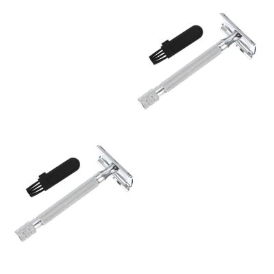 FOYTOKI 2pcs Shaving Tools Men Double Edge Razor Safety Razor Smooth Shave Manual Beard Shaver