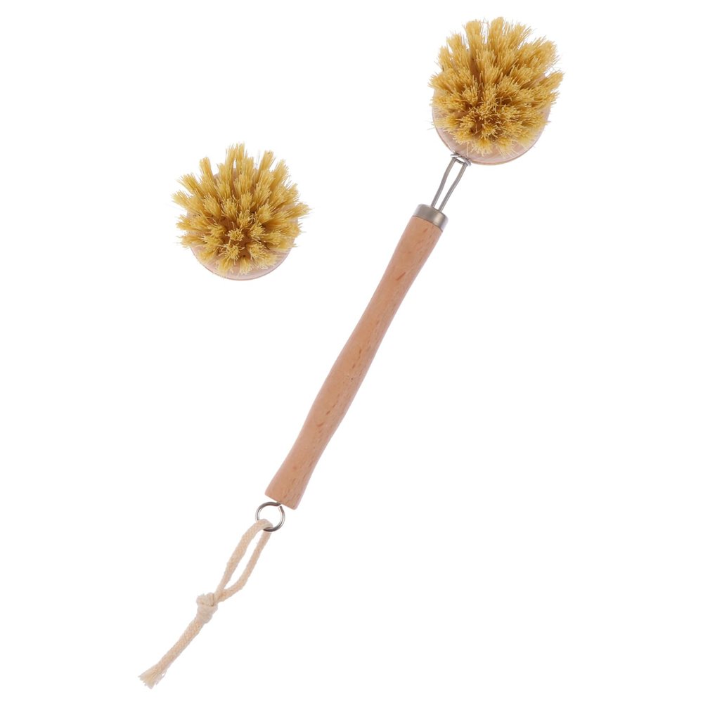 LALADEFIEE 2pcs Ergonomic Wooden Shower and Bath Scrubber Handle Body Cleaning Brush Natural Bristles Safe for Kitchen and Bathroom Use