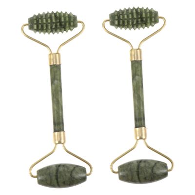 AUTSUPPL 2pcs Jade Stone Massage Roller for Facial Care Gua Scraping Tool for Skin Revitalization and Circulation Natural Beauty for Lifting and Toning