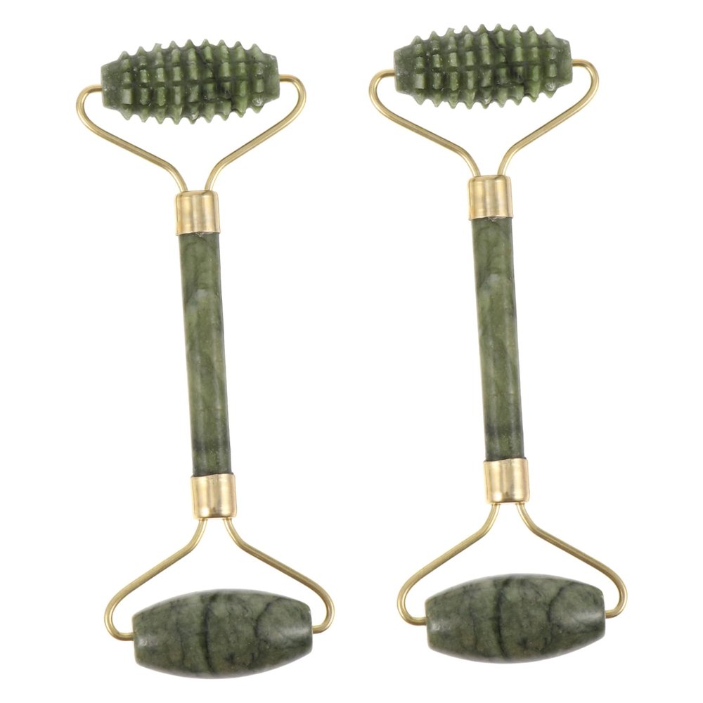 AUTSUPPL 2pcs Jade Stone Massage Roller for Facial Care Gua Scraping Tool for Skin Revitalization and Circulation Natural Beauty for Lifting and Toning