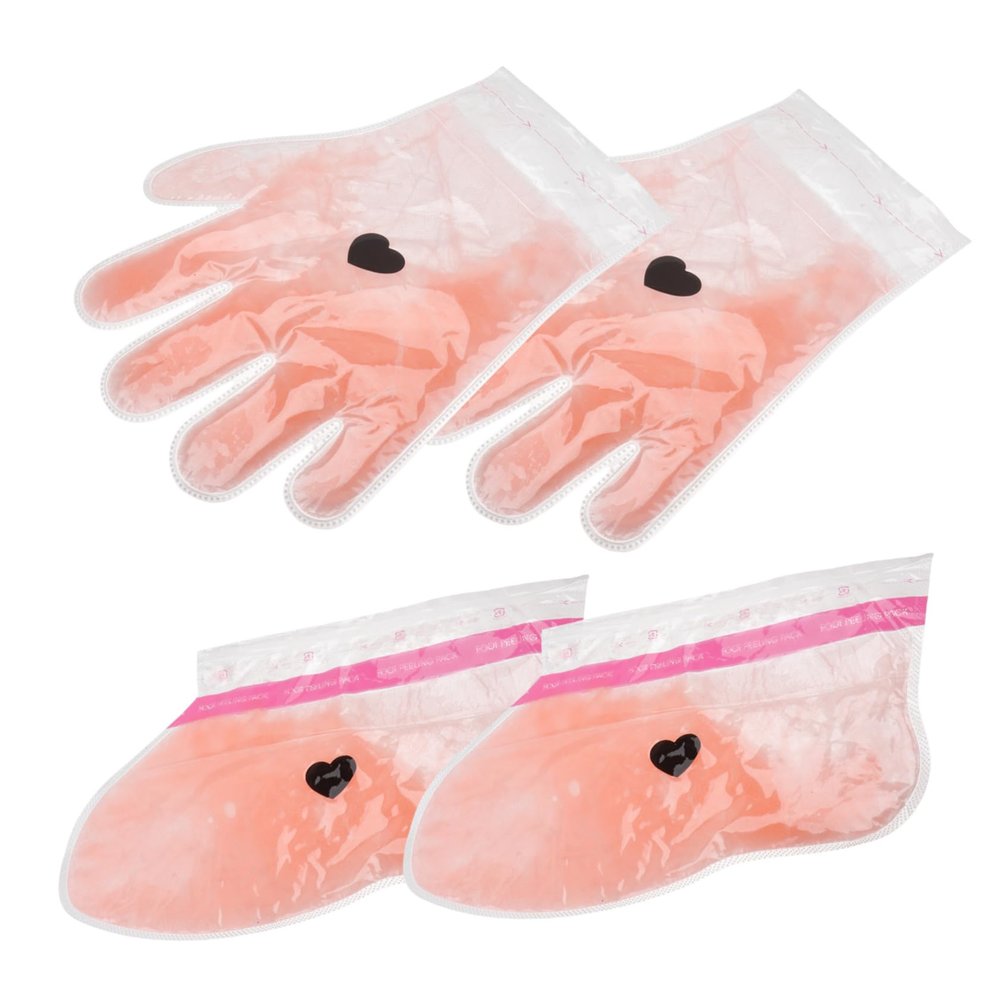 MUSISALY 2pairs Peach Paraffin Wax Therapy Covers for Hands and Feet Reusable Hydrating Hand Foot Masks for Moisturizing Self-Care and Relaxation