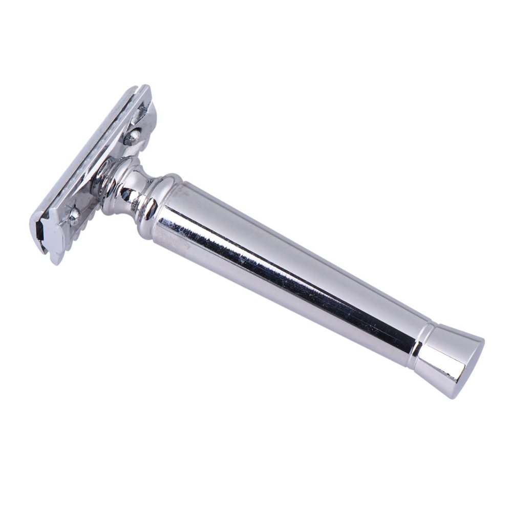 NULYLU Old-fashioned Manual Hand Shaver for Men Beard Trimming Tool Silver for Father's Day Compact Design for Easy Travel and Use