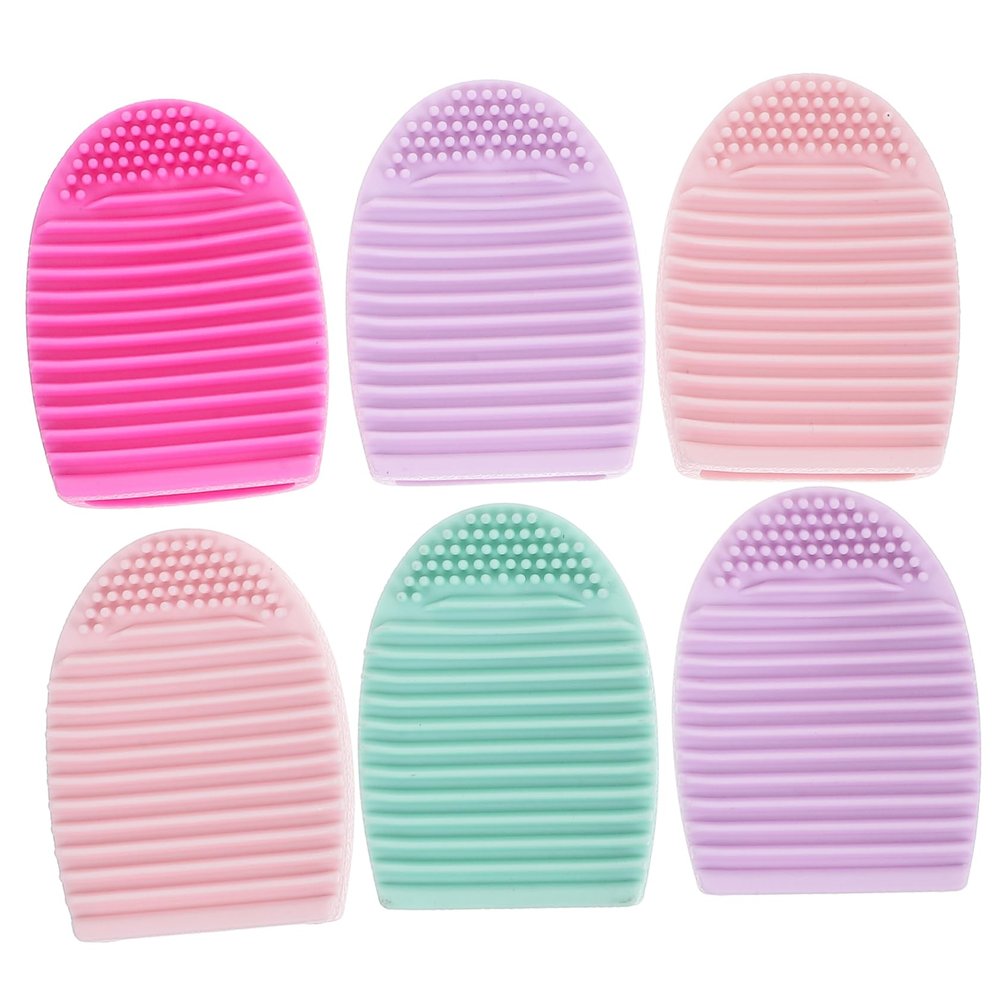 SKISUNO 6pcs Silicone Makeup Brush Cleaning Mat Portable Scrubber for Care Flexible and Durable Design Mixed Color for Home and Salon Use