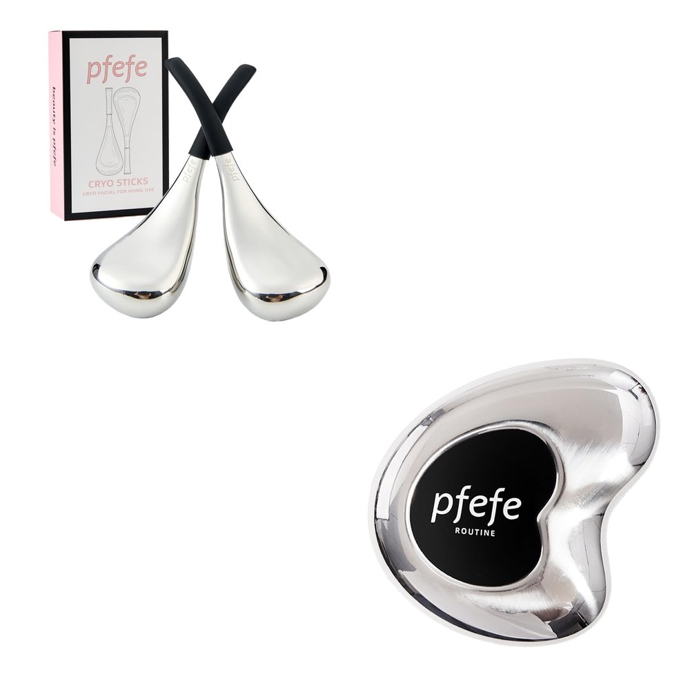 pfefe Cryo Sticks and Gua Sha Set, Esthetician Supplies Cooling Spa Globes Cold Roller with Storage Case