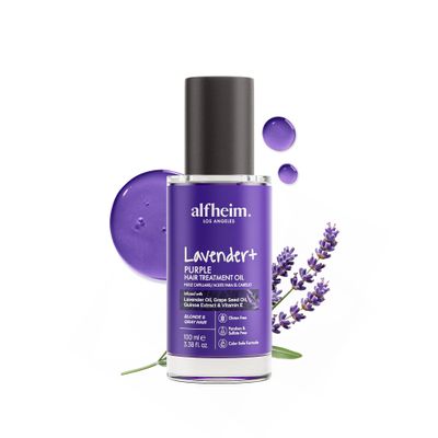 ALFHEIM Lavender+ Purple Hair Oil for Blonde, Silver & Color-Treated Hair  Anti-Brass & Frizz Control Serum  Restores Shine, Smoothness & Cool Radiance  with Grape Seed Oil  3.38 oz / 100 ml