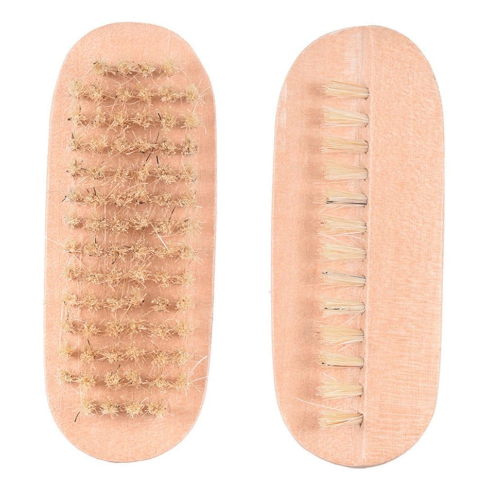 Healeved 4pcs Double-sided Nail Cleaning Brush Handle Bristle Massage Brushes for Manicure Pedicure Sturdy Comfortable Grip for Salon Use Home Nail Care