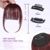 100% Real Human Hair Extensions Wispy Clip in Burgundy Fake Bangs Hair Clip on for women Fringe with Temples Hairpieces Faux Bangs for Daily Wear view 2