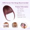 100% Real Human Hair Extensions Wispy Clip in Burgundy Fake Bangs Hair Clip on for women Fringe with Temples Hairpieces Faux Bangs for Daily Wear view 4