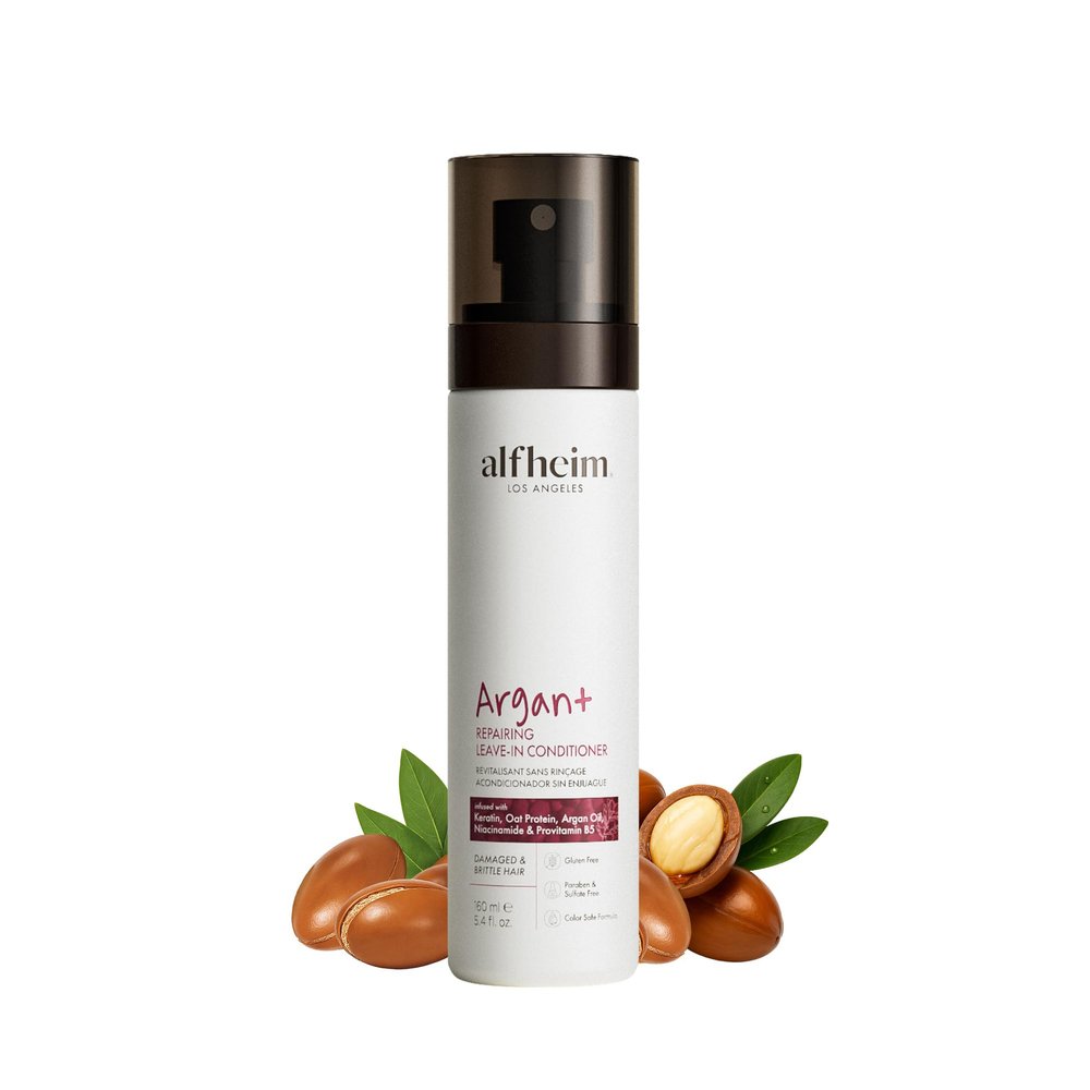 ALFHEIM Argan+ Repairing Leave-in Conditioner Spray for Dry, Damaged & Frizzy Hair with Argan Oil, Keratin, Oat Protein  Instant Detangling, Shine & Frizz Control  Color Safe, Sulfate Free  5.4 oz