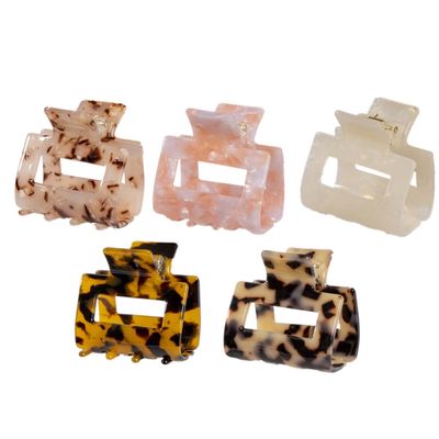 YOEMAYUNER Medium Hair Clips for Women 2inch for Thin Hair Square Hair Clips Small Rectangle Hair Claws Non Slip Hair Claw Clips Small Tortoise Claw Clips (5PCs 5Colors D)