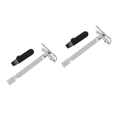HAPINARY 2pcs Manual Beard Shaver Reusable Safety Handle for Close Shaving Retro Style Beard Trimmer for Men and Women Easy to Clean and Shaving Tool