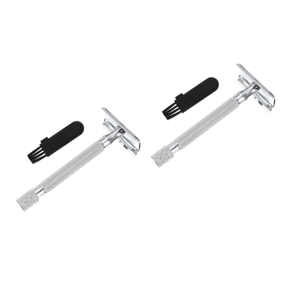 HAPINARY 2pcs Manual Beard Shaver Reusable Safety Handle for Close Shaving Retro Style Beard Trimmer for Men and Women Easy to Clean and Shaving Tool