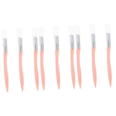 minkissy 9pcs Eyebrow Razors Handle Pink Facial Hair Remover for Precision Eyebrow Shaping and Trimming Portable and Lightweight Grooming Tool for Daily Use