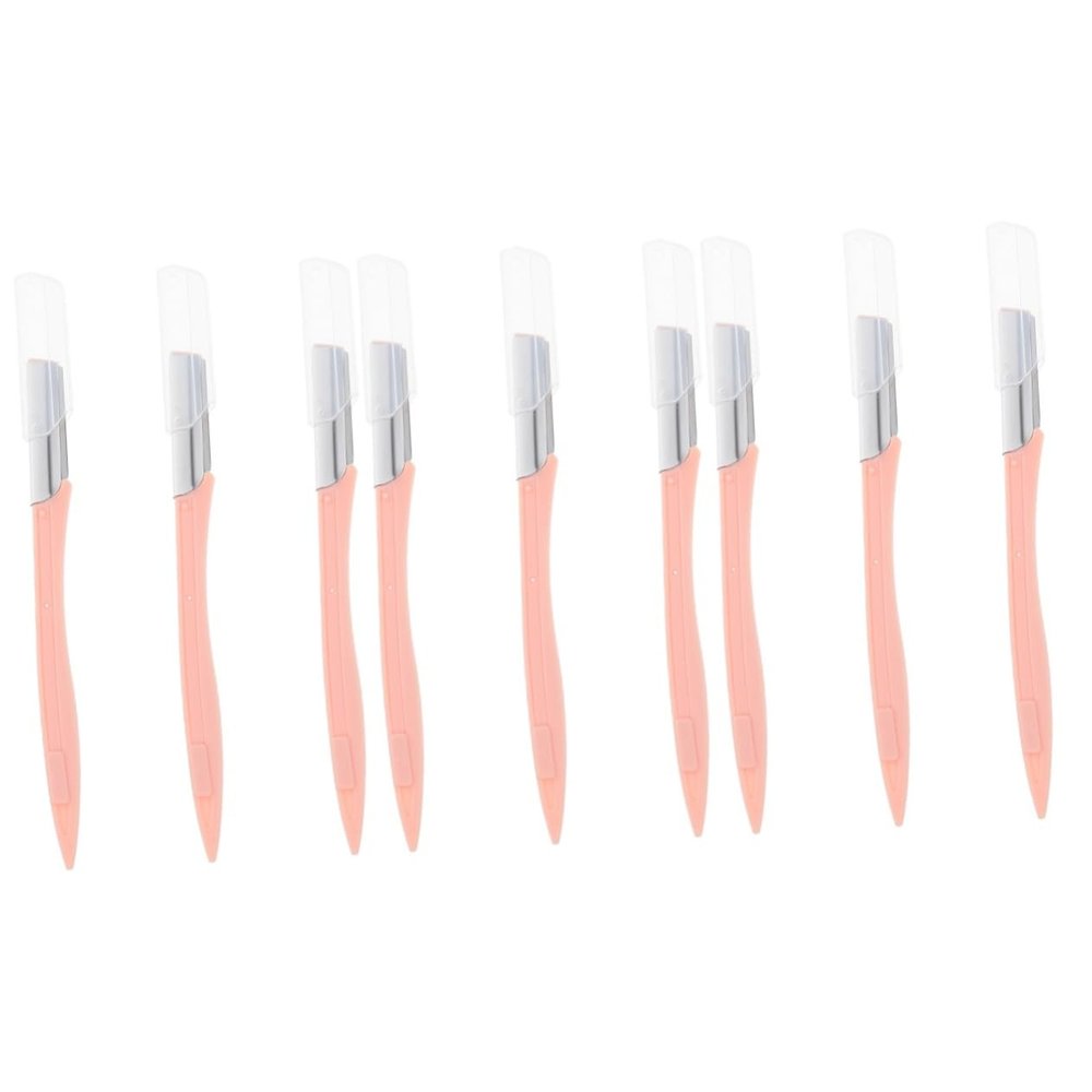 minkissy 9pcs Eyebrow Razors Handle Pink Facial Hair Remover for Precision Eyebrow Shaping and Trimming Portable and Lightweight Grooming Tool for Daily Use