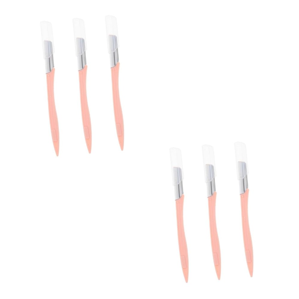 Didiseaon 6pcs Eyebrow Tools Kit Plastic Handle Eyebrow Razor Scissors Comb for Home Beauty Salon Use