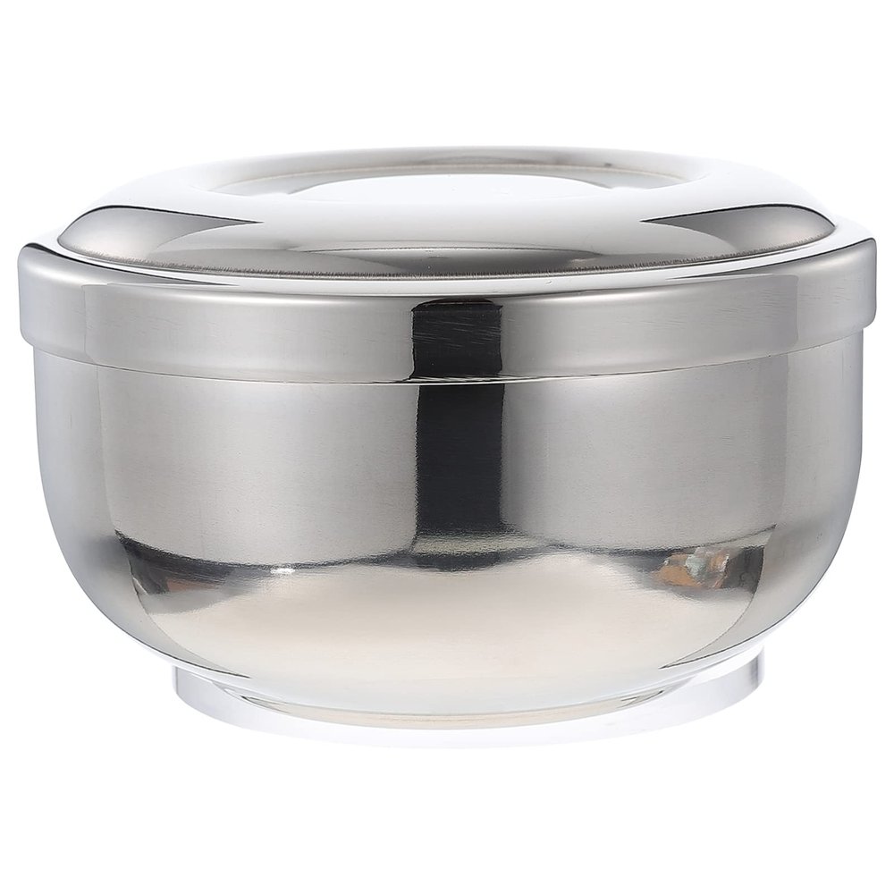 OHPHCALL 1pc Stainless Steel Shaving Soap Foaming Bowl Lid Compact Bubble Bowl for Men Slip Design for Easy Lathering Shaving Accessory for Grooming Routine