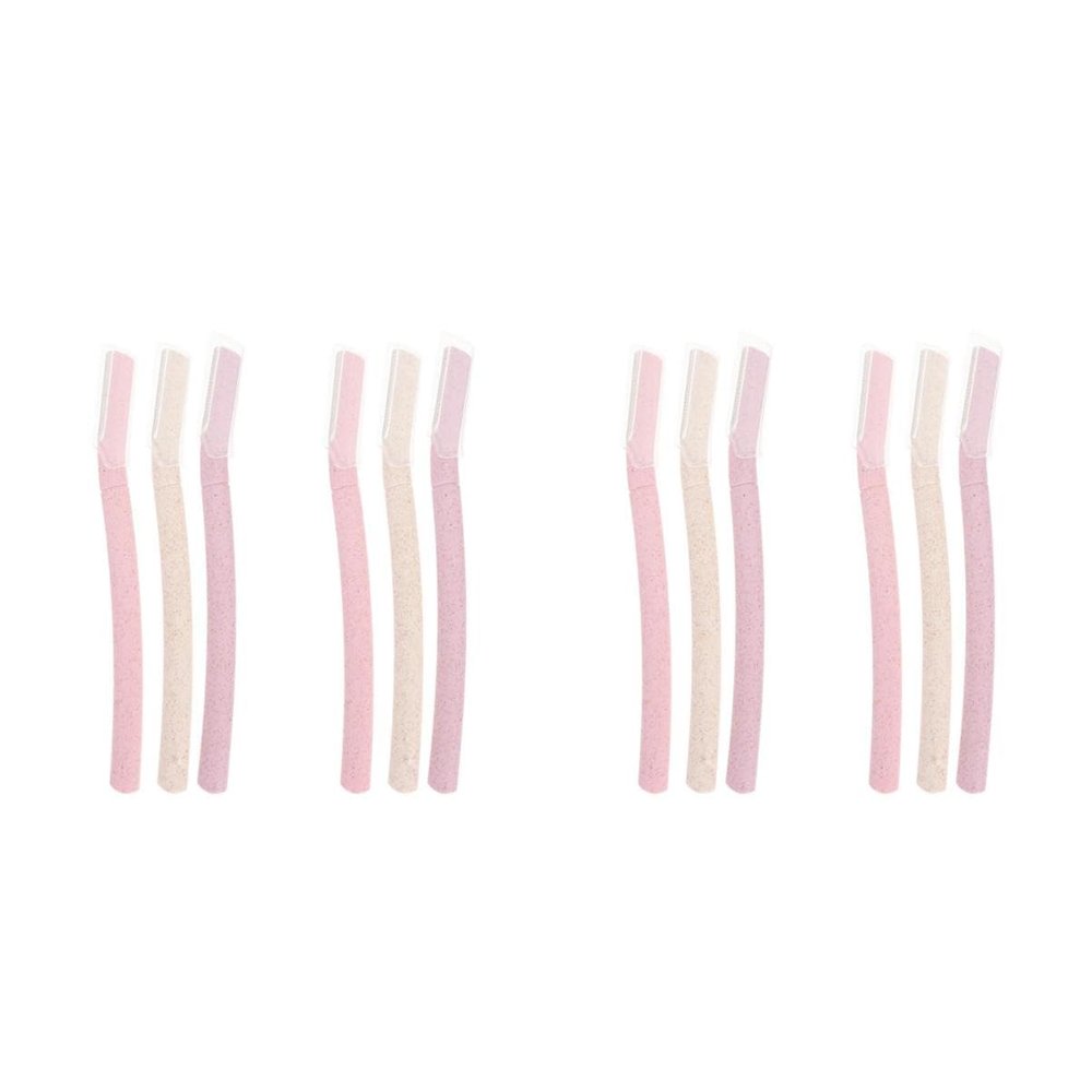 NOLITOY 2sets Men's Eyebrow Razor Trimmer Kit Facial Hair Trimmer Eyebrow Shaper Travel Beauty Tool Stainless Steel 6pcs*2 Random Color