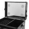 GDAE10 Lockable Rolling Makeup Train Case,with Mirror and Color Adjustable Lights,Large Capacity Makeup Travel Case on Wheels,for Salon Barber (Black) view 4