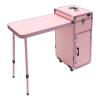 GDAE10 Lockable Rolling Makeup Train Case,with Foldable Vanity Table & Mirror & Color Adjustable Lights,Large Capacity Makeup Travel Case Cosmetic Organizer on Wheels,for Salon Barber (Pink) view 1