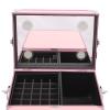 GDAE10 Lockable Rolling Makeup Train Case,with Foldable Vanity Table & Mirror & Color Adjustable Lights,Large Capacity Makeup Travel Case Cosmetic Organizer on Wheels,for Salon Barber (Pink) view 3